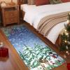 Garvee Christmas Living Room Rug 8×10 Non Slip Washable Area Rugs for Bedroom Christmas Trees Santa Claus Decorative Rugs Low Pile Stain-Resistant Snowflake Festive Carpet for Nursery Dining Room Blue(Blue)