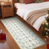Garvee Christmas Living Room Rug 8×10 Non Slip Washable Area Rugs for Bedroom Christmas Trees Santa Claus Decorative Rugs Low Pile Stain-Resistant Snowflake Festive Carpet for Nursery Dining Room Blue(Beige)