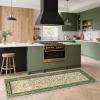Garvee Floral 2×6 Kitchen Rugs, Washable Indoor Vintage Hallway Runner with Non Slip Back Low Pile Ultra Thin Bordered Oriental Throw Carpet Mat for Entryway Laundry Bedroom, Green Black(Floral Oriental|light Green)