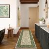Garvee Floral 2×6 Kitchen Rugs, Washable Indoor Vintage Hallway Runner with Non Slip Back Low Pile Ultra Thin Bordered Oriental Throw Carpet Mat for Entryway Laundry Bedroom, Green Black(Floral Oriental|light Green)