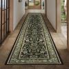 Garvee Floral 2×6 Kitchen Rugs, Washable Indoor Vintage Hallway Runner with Non Slip Back Low Pile Ultra Thin Bordered Oriental Throw Carpet Mat for Entryway Laundry Bedroom, Green Black(Floral Oriental|green Black)