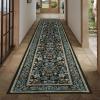 Garvee Floral 2×6 Kitchen Rugs, Washable Indoor Vintage Hallway Runner with Non Slip Back Low Pile Ultra Thin Bordered Oriental Throw Carpet Mat for Entryway Laundry Bedroom, Green Black(Floral Oriental|blue Black)