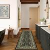 Garvee Floral 2×6 Kitchen Rugs, Washable Indoor Vintage Hallway Runner with Non Slip Back Low Pile Ultra Thin Bordered Oriental Throw Carpet Mat for Entryway Laundry Bedroom, Green Black(Floral Oriental|green Black)