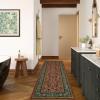Garvee Floral 2×6 Kitchen Rugs, Washable Indoor Vintage Hallway Runner with Non Slip Back Low Pile Ultra Thin Bordered Oriental Throw Carpet Mat for Entryway Laundry Bedroom, Green Black(Floral Oriental|red)