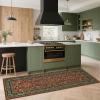 Garvee Floral 2×6 Kitchen Rugs, Washable Indoor Vintage Hallway Runner with Non Slip Back Low Pile Ultra Thin Bordered Oriental Throw Carpet Mat for Entryway Laundry Bedroom, Green Black(Floral Oriental|red)
