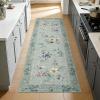 Garvee Floral Runner for Hallways Non Slip, 2×6 Washable Kitchen Runner Rug, Vintage Soft Ultra Thin Low Pile Carpet Mat for Girls Bedroom Bedside Laundry Bathroom Indoor Farmhouse Entryway Rugs, Pink(Vintage Floral|green)