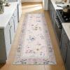 Garvee Floral Runner for Hallways Non Slip, 2×6 Washable Kitchen Runner Rug, Vintage Soft Ultra Thin Low Pile Carpet Mat for Girls Bedroom Bedside Laundry Bathroom Indoor Farmhouse Entryway Rugs, Pink(Vintage Floral|taupe)