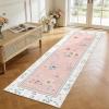 Garvee Floral Runner for Hallways Non Slip, 2×6 Washable Kitchen Runner Rug, Vintage Soft Ultra Thin Low Pile Carpet Mat for Girls Bedroom Bedside Laundry Bathroom Indoor Farmhouse Entryway Rugs, Pink(Vintage Floral|pink)