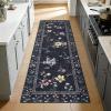Garvee Floral Runner for Hallways Non Slip, 2×6 Washable Kitchen Runner Rug, Vintage Soft Ultra Thin Low Pile Carpet Mat for Girls Bedroom Bedside Laundry Bathroom Indoor Farmhouse Entryway Rugs, Pink(Vintage Floral|black)