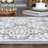 Garvee Floral Washable Rugs 6×9, Soft Pink 6×9 Area Rugs for Living Room Girl Bedroom, Distressed Transitional Indoor Floor Rug Non Slip Ultra Thin Under Table Carpet for Dining Room Office Home Decor(Accent Floral|grey)