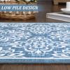 Garvee Floral Washable Rugs 6×9, Soft Pink 6×9 Area Rugs for Living Room Girl Bedroom, Distressed Transitional Indoor Floor Rug Non Slip Ultra Thin Under Table Carpet for Dining Room Office Home Decor(Accent Floral|blue)
