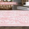 Garvee Floral Washable Rugs 6×9, Soft Pink 6×9 Area Rugs for Living Room Girl Bedroom, Distressed Transitional Indoor Floor Rug Non Slip Ultra Thin Under Table Carpet for Dining Room Office Home Decor(Accent Floral|pink)