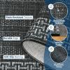 Garvee Geometric 2×6 Kitchen Rugs, Washable Modern Non Slip Green Hallway Runner Rug Bordered Ultra Thin Low Pile Entryway Rug Stain Resistant Non Shedding Throw Rugs for Laundry Bedroom(Bordered|black)