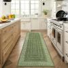 Garvee Geometric 2×6 Kitchen Rugs, Washable Modern Non Slip Green Hallway Runner Rug Bordered Ultra Thin Low Pile Entryway Rug Stain Resistant Non Shedding Throw Rugs for Laundry Bedroom(Bordered|green)
