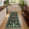 Garvee Jungle Rug 2×6 Kitchen Runner Rug, Washable Animal Print Soft Non Slip Hallway Runner Tropical Botanical Low Pile Throw Carpet Ultra Thin Peacock Monkey Floor Rugs for Laundry Bedroom, Black(Jungle|black)