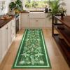Garvee Jungle Rug 2×6 Kitchen Runner Rug, Washable Animal Print Soft Non Slip Hallway Runner Tropical Botanical Low Pile Throw Carpet Ultra Thin Peacock Monkey Floor Rugs for Laundry Bedroom, Black(Jungle|green)