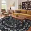 Garvee Large Floral Area Rugs for Living Room Bedroom 10×13 Non Slip Washable Rugs, Low Pile Stain Resistant Floral Carpet, Foldable Floor Mats for Dining Room, Nursery, Playroom, Black