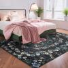 Garvee Large Floral Area Rugs for Living Room Bedroom 10×13 Non Slip Washable Rugs, Low Pile Stain Resistant Floral Carpet, Foldable Floor Mats for Dining Room, Nursery, Playroom, Black