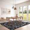 Garvee Large Floral Area Rugs for Living Room Bedroom 10×13 Non Slip Washable Rugs, Low Pile Stain Resistant Floral Carpet, Foldable Floor Mats for Dining Room, Nursery, Playroom, Black
