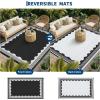 Garvee Outdoor Rug 8×10 Scalloped Waterproof Patio RV Outdoor Rugs Reversible Foldable Plastic Straw Rug Modern Camping Carpet for Deck Camper Porch Balcony Backyard Picnic Beach Dark Blue(Black and White)