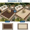 Garvee Outdoor Rug 8×10 Scalloped Waterproof Patio RV Outdoor Rugs Reversible Foldable Plastic Straw Rug Modern Camping Carpet for Deck Camper Porch Balcony Backyard Picnic Beach Dark Blue(Coffee)