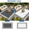 Garvee Outdoor Rug 8×10 Scalloped Waterproof Patio RV Outdoor Rugs Reversible Foldable Plastic Straw Rug Modern Camping Carpet for Deck Camper Porch Balcony Backyard Picnic Beach Dark Blue(Grey)