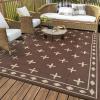 Garvee Outdoor Rug 8×10 ft, Reversible Patio Mat Waterproof & Lightweight, Plastic Straw Area Rug for Patio, Deck, RV Camping, Balcony, Easy Clean,Black/Coffee(Brown Coffee)