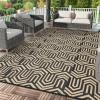 Garvee Outdoor Rug 8×10 ft, Reversible Patio Mat Waterproof & Lightweight, Plastic Straw Area Rug for Patio, Deck, RV Camping, Balcony, Easy Clean,Black/Coffee(Black/Coffee)