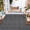 Garvee Outdoor Rug 8×10 ft, Reversible Patio Mat Waterproof & Lightweight, Plastic Straw Area Rug for Patio, Deck, RV Camping, Balcony, Easy Clean,Black/Coffee(Black/Grey)