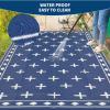 Garvee Outdoor Rug 8×10 ft, Reversible Patio Mat Waterproof & Lightweight, Plastic Straw Area Rug for Patio, Deck, RV Camping, Balcony, Easy Clean,Black/Coffee(Dark Blue)