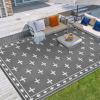 Garvee Outdoor Rug 8×10 ft, Reversible Patio Mat Waterproof & Lightweight, Plastic Straw Area Rug for Patio, Deck, RV Camping, Balcony, Easy Clean,Black/Coffee(Grey)