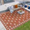 Garvee Outdoor Rug 8×10 ft, Reversible Patio Mat Waterproof & Lightweight, Plastic Straw Area Rug for Patio, Deck, RV Camping, Balcony, Easy Clean,Black/Coffee(Terracotta Orange)