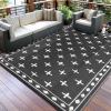 Garvee Outdoor Rug 8×10 ft, Reversible Patio Mat Waterproof & Lightweight, Plastic Straw Area Rug for Patio, Deck, RV Camping, Balcony, Easy Clean,Black/Coffee(Black White)