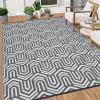 Garvee Outdoor Rug 8×10 ft, Reversible Patio Mat Waterproof & Lightweight, Plastic Straw Area Rug for Patio, Deck, RV Camping, Balcony, Easy Clean,Black/Coffee(Grey/White)