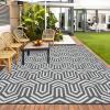 Garvee Outdoor Rug 8×10 ft, Reversible Patio Mat Waterproof & Lightweight, Plastic Straw Area Rug for Patio, Deck, RV Camping, Balcony, Easy Clean,Black/Coffee(Grey/White)