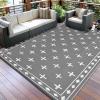 Garvee Outdoor Rug 8×10 ft, Reversible Patio Mat Waterproof & Lightweight, Plastic Straw Area Rug for Patio, Deck, RV Camping, Balcony, Easy Clean,Black/Coffee(Grey)