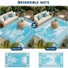 Garvee Reversible Cactus Outdoor Rug 8×10 for Patio, Waterproof Outdoor Area Rug, Modern Desert Botanical Indoor Outdoor Rugs, Plastic Straw Rug for RV, Camping, Deck, Sage Green & Beige(Blue)