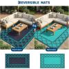 Garvee Reversible Outdoor Rug 8×10, Waterproof Outdoor Plastic Straw Rug with Interlacing Pattern, RV Mat for Picnics, Patio, Camping, Balcony, Deck, Backyard, Porch, Blue(Navy-style1)