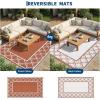 Garvee Reversible Outdoor Rug 8×10, Waterproof Outdoor Plastic Straw Rug with Interlacing Pattern, RV Mat for Picnics, Patio, Camping, Balcony, Deck, Backyard, Porch, Blue(Orange-style1)