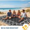 Garvee Reversible Outdoor Rug 8×10, Waterproof Outdoor Plastic Straw Rug with Interlacing Pattern, RV Mat for Picnics, Patio, Camping, Balcony, Deck, Backyard, Porch, Blue(Black-style2)