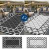 Garvee Reversible Outdoor Rug 8×10, Waterproof Outdoor Plastic Straw Rug with Interlacing Pattern, RV Mat for Picnics, Patio, Camping, Balcony, Deck, Backyard, Porch, Blue(Black-style2)