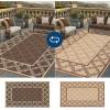 Garvee Reversible Outdoor Rug 8×10, Waterproof Outdoor Plastic Straw Rug with Interlacing Pattern, RV Mat for Picnics, Patio, Camping, Balcony, Deck, Backyard, Porch, Blue(Brown-style2)