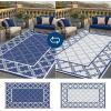 Garvee Reversible Outdoor Rug 8×10, Waterproof Outdoor Plastic Straw Rug with Interlacing Pattern, RV Mat for Picnics, Patio, Camping, Balcony, Deck, Backyard, Porch, Blue(Blue-style2)