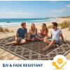 Garvee Reversible Outdoor Rug 8×10, Waterproof Outdoor Plastic Straw Rug with Interlacing Pattern, RV Mat for Picnics, Patio, Camping, Balcony, Deck, Backyard, Porch, Blue(Brown-style2)