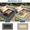 Garvee Reversible Outdoor Rug 8×10, Waterproof Outdoor Plastic Straw Rug with Interlacing Pattern, RV Mat for Picnics, Patio, Camping, Balcony, Deck, Backyard, Porch, Blue(Coffee-style1)