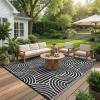 Garvee Reversible Rainbow Outdoor Rug 10×14, Waterproof Outdoor Plastic Straw Rug, RV Mat for Picnics, Patio, Camping, Balcony, Deck, Backyard, Porch, Black(Black)