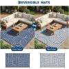 Garvee Reversible Rainbow Outdoor Rug 10×14, Waterproof Outdoor Plastic Straw Rug, RV Mat for Picnics, Patio, Camping, Balcony, Deck, Backyard, Porch, Black(Blue)