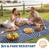 Garvee Reversible Rainbow Outdoor Rug 10×14, Waterproof Outdoor Plastic Straw Rug, RV Mat for Picnics, Patio, Camping, Balcony, Deck, Backyard, Porch, Black(Blue)