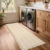 Garvee Scalloped 2×6 Washable Runner Rug for Kitchen, Floral Border Non Slip Hallway Runner Solid Accent Farmhouse Long Carpet for Laundry Girls Bedroom Accent Home Decor Mat, Light Taupe(Floral Scalloped|light Taupe)