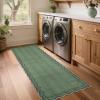 Garvee Scalloped 2×6 Washable Runner Rug for Kitchen, Floral Border Non Slip Hallway Runner Solid Accent Farmhouse Long Carpet for Laundry Girls Bedroom Accent Home Decor Mat, Light Taupe(Floral Scalloped|green)